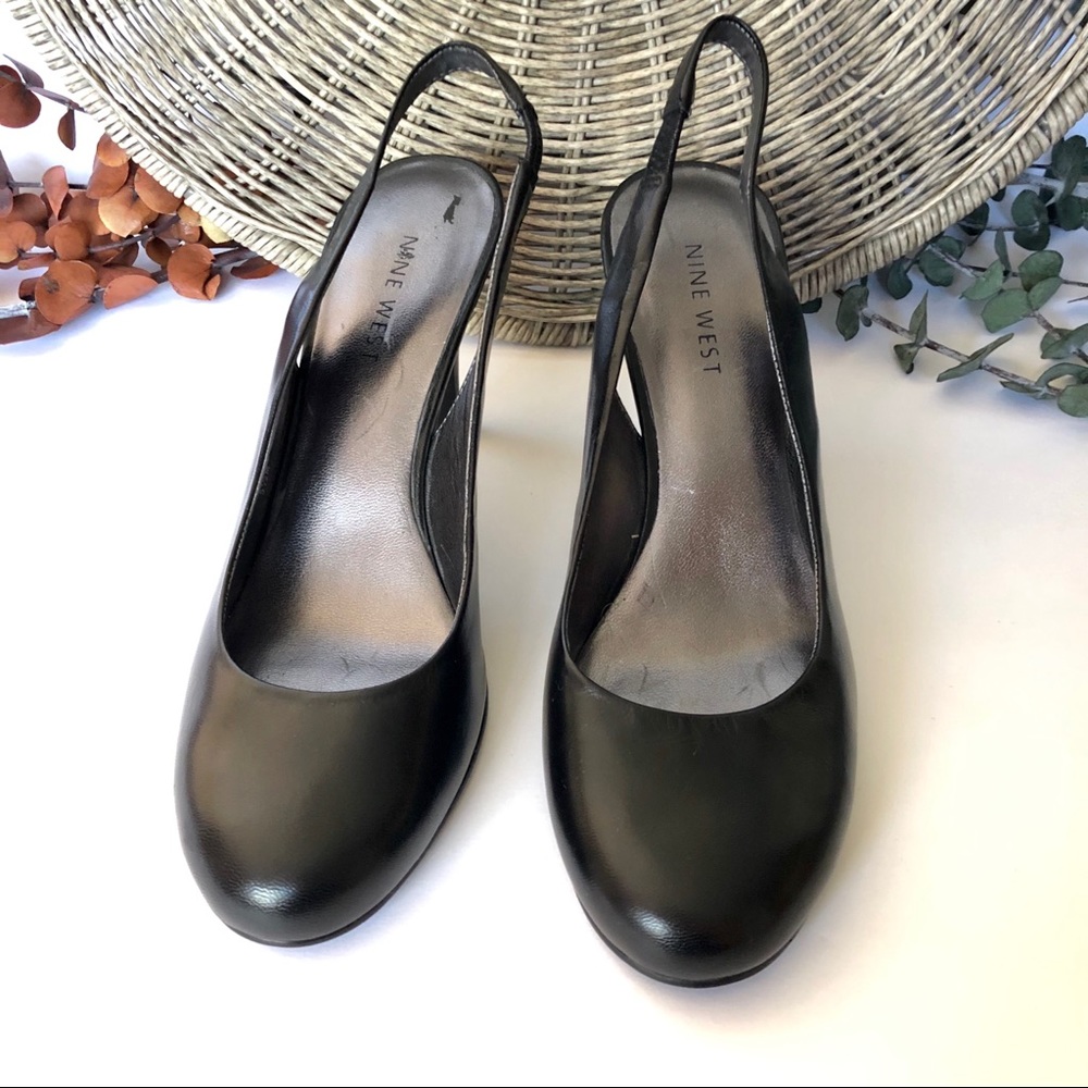 Nine West Black Round Toe Heels 5.5